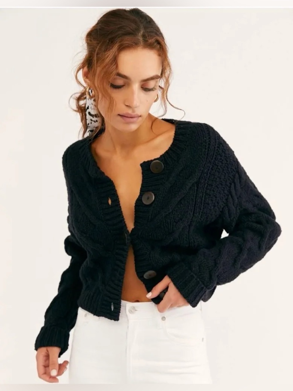 NWT Free People Bonfire Cable Knit Cardi